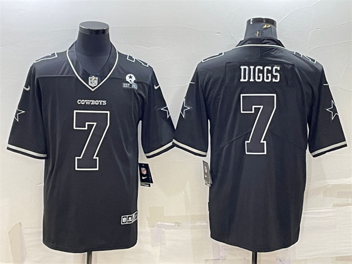 Personalized Men’s Dallas Cowboys #7 Trevon Diggs Black With 1960 Patch Limited Stitched Football Jersey