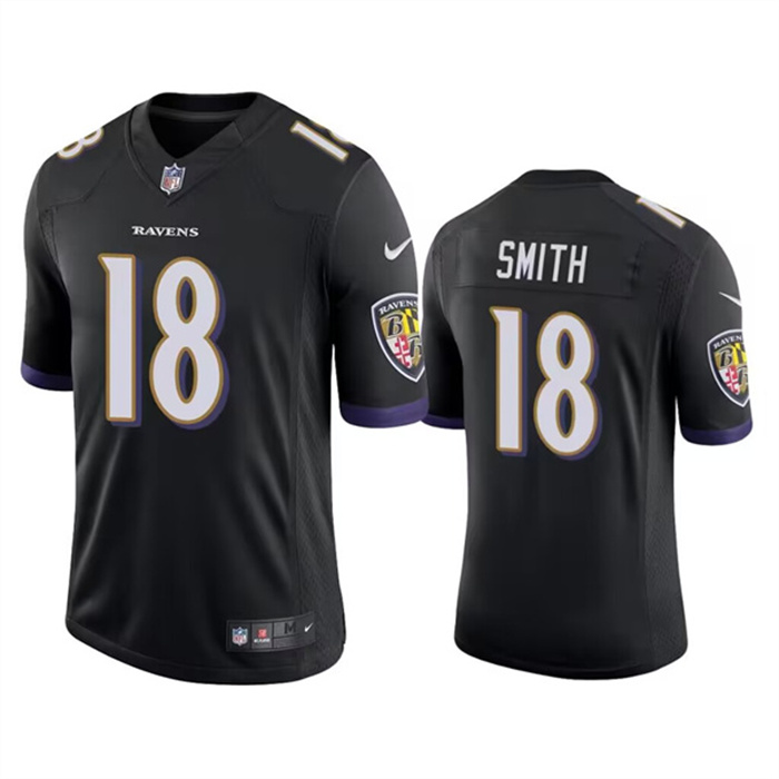 Personalized Men’s Baltimore Ravens #18 Roquan Smith Black Game Jersey