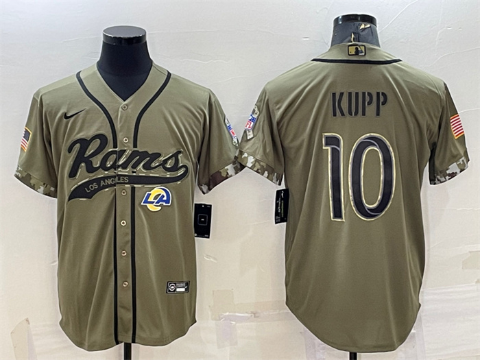 Personalized Men’s Los Angeles Rams #10 Cooper Kupp Olive 2022 Salute To Service Cool Base Stitched Baseball Jersey