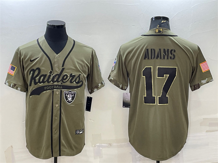 Personalized Men’s Las Vegas Raiders #17 Davante Adams 2022 Olive Salute To Service Cool Base Stitched Baseball Jersey
