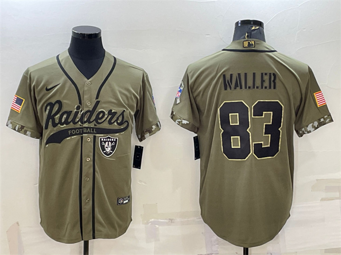 Personalized Men’s Las Vegas Raiders #83 Darren Waller 2022 Olive Salute To Service Cool Base Stitched Baseball Jersey