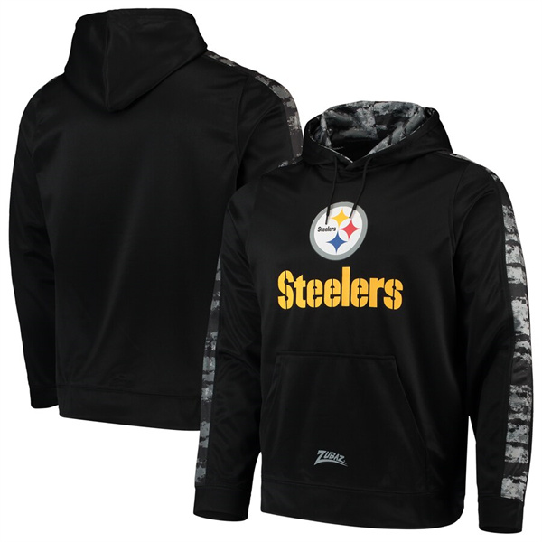 Personalized Men’s Pittsburgh Steelers Zubaz Black Tonal Oxide Pullover Hoodie