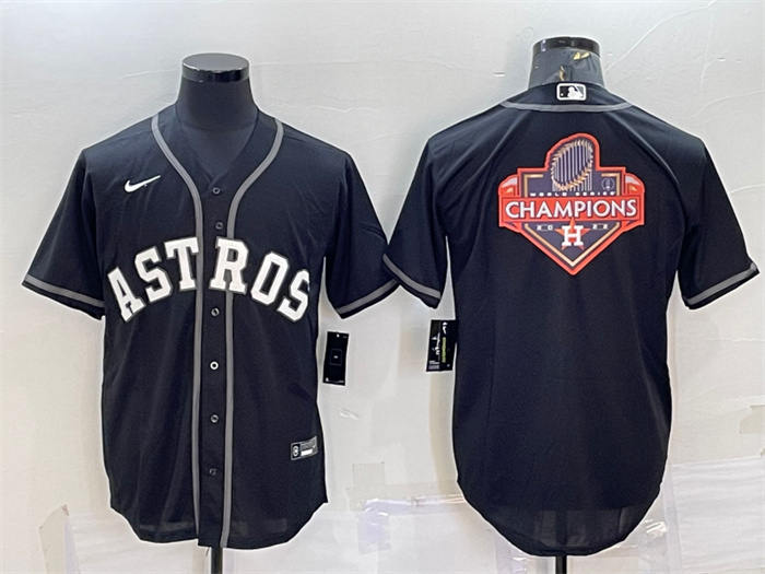 Personalized Men’s Houston Astros Black 2022 World Series Champions Team Big Logo Cool Base Stitched Jersey