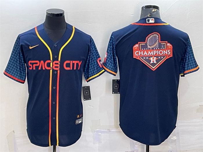 Personalized Men’s Houston Astros Navy 2022 World Series Champions Team Big Logo City Connect Cool Base Stitched Jersey