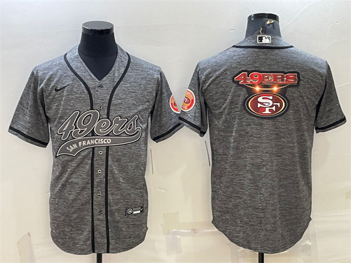 Personalized Men’s San Francisco 49ers Grey Team Big Logo With Patch Cool Base Stitched Baseball Jersey