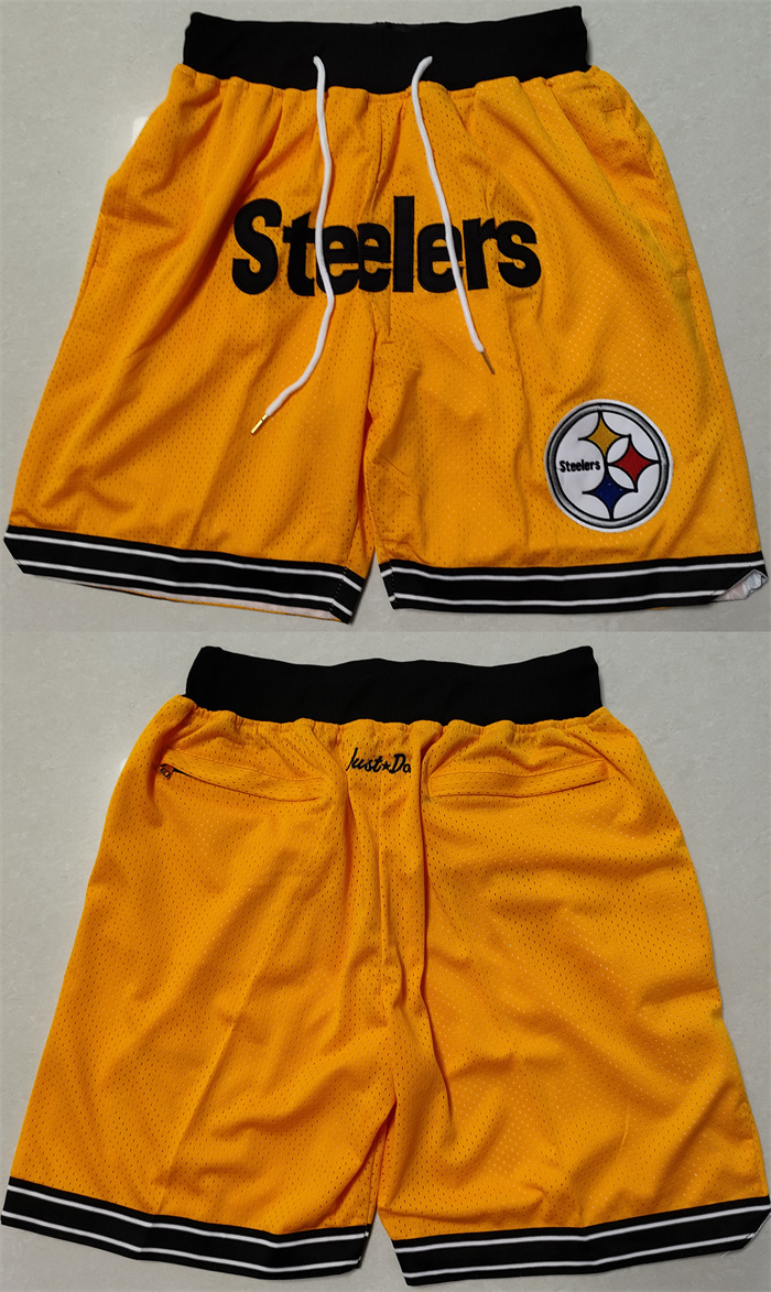 Personalized Men’s Pittsburgh Steelers Gold Shorts (Run Small)