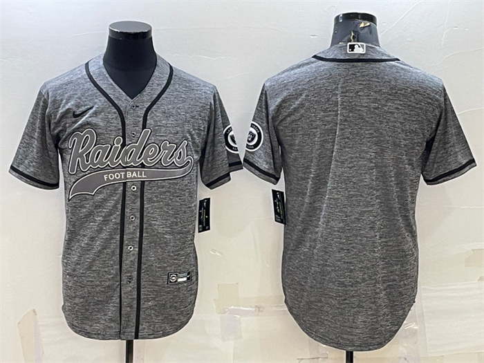 Personalized Men’s Las Vegas Raiders Blank Grey With Patch Cool Base Stitched Baseball Jersey