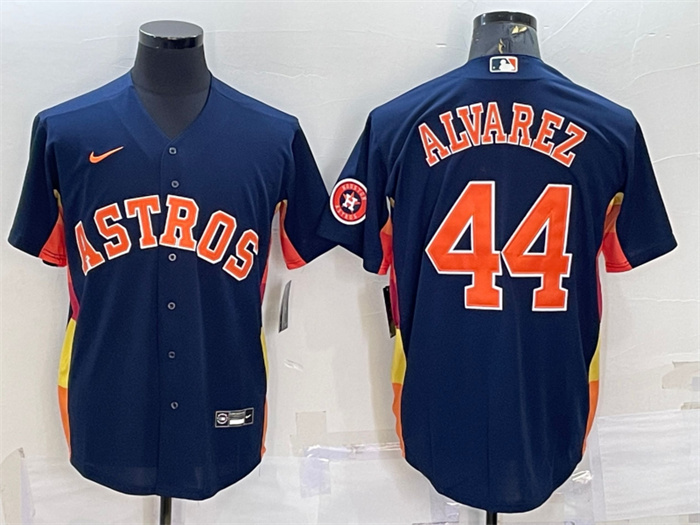 Personalized Men’s Houston Astros #44 Yordan Alvarez Navy With Patch Cool Base Stitched Jersey