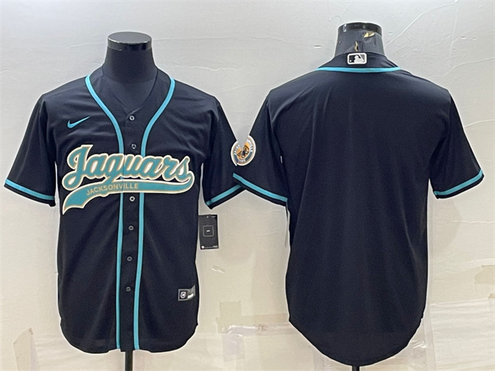 Personalized Men’s Jacksonville Jaguars Blank Black With Patch Cool Base Stitched Baseball Jersey
