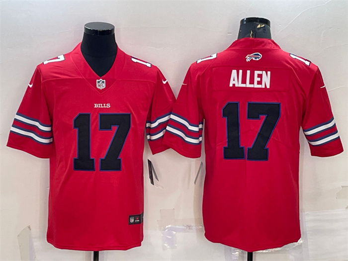 Personalized Men’s Buffalo Bills #17 Josh Allen Red Black Stitched Football Jersey