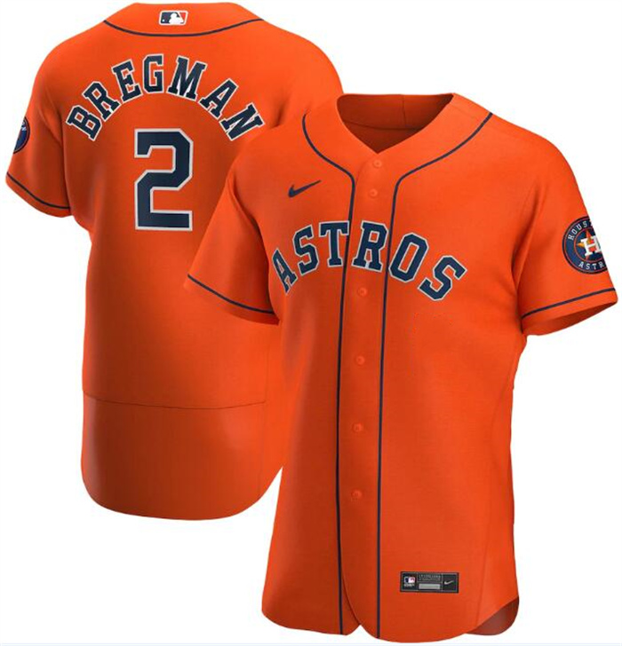 Personalized Men’s Houston Astros #2 Alex Bregman Orange Flex Base Stitched Jersey
