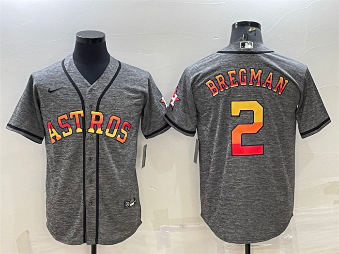 Personalized Men’s Houston Astros #2 Alex Bregman Grey Cool Base Stitched Baseball Jersey
