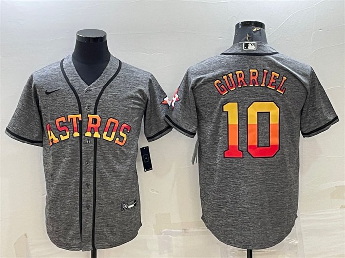 Personalized Men’s Houston Astros #10 Yuli Gurriel Grey Cool Base Stitched Baseball Jersey