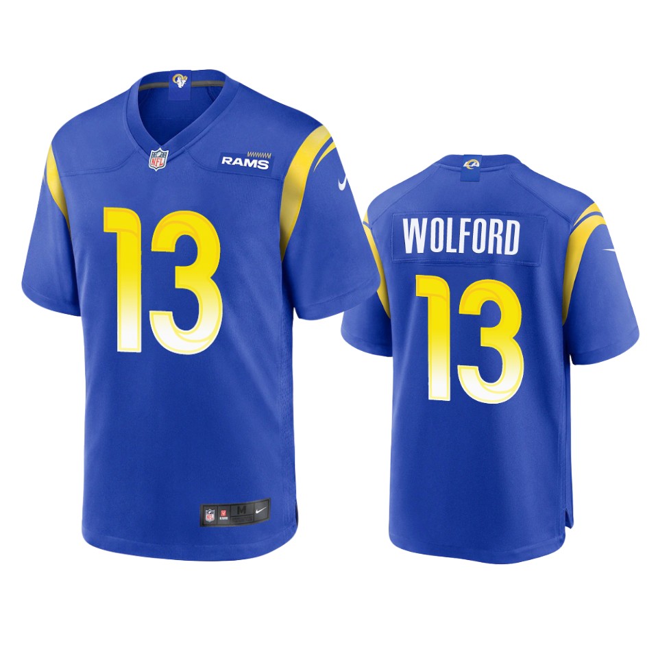 Personalized Men’s Los Angeles Rams #13 John Wolford Royal Stitched Football Game Jersey