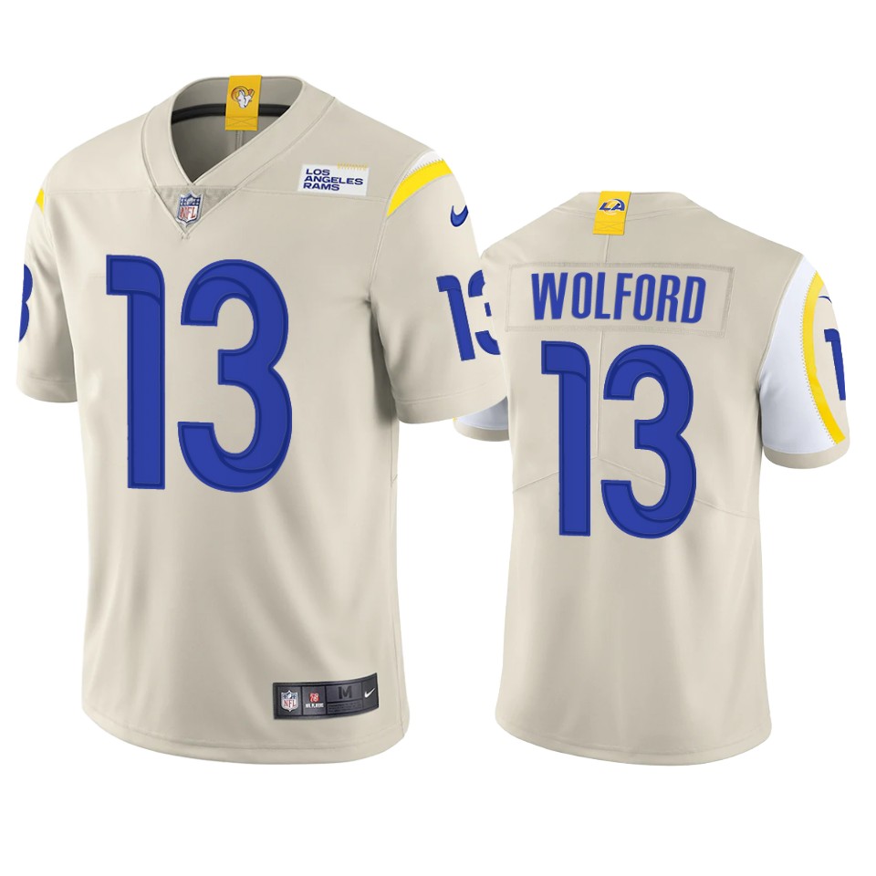 Personalized Men’s Los Angeles Rams #13 John Wolford Bone Untouchable Limited Stitched Football Jersey