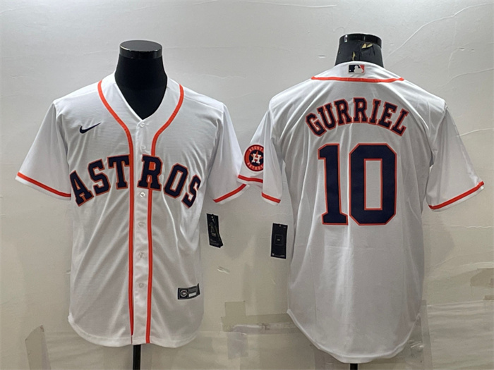 Personalized Men’s Houston Astros #10 Yuli Gurriel White With Patch Cool Base Stitched Jersey