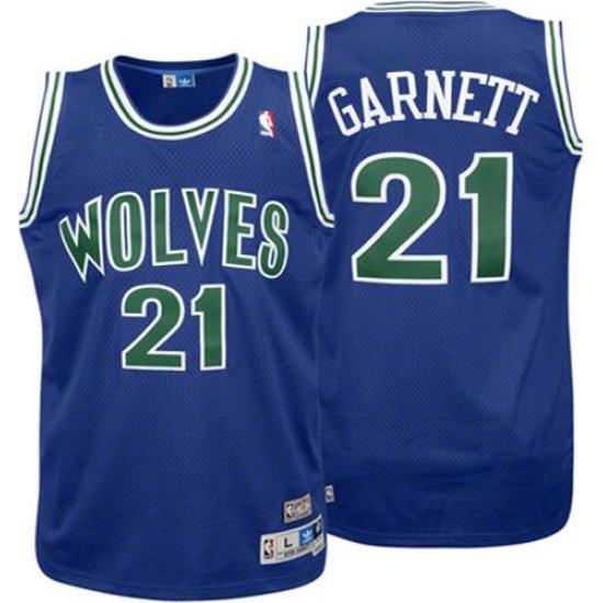 Personalized Men’s Minnesota Timberwolves #21 Kevin Garnett Authentic Blue Throwback NBA Jersey