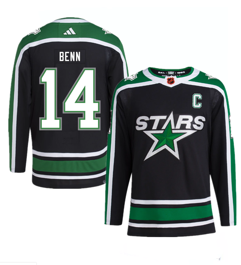 Personalized Men’s Dallas Stars #14 Jamie Benn Black 2022-23 Reverse Retro Stitched Jersey