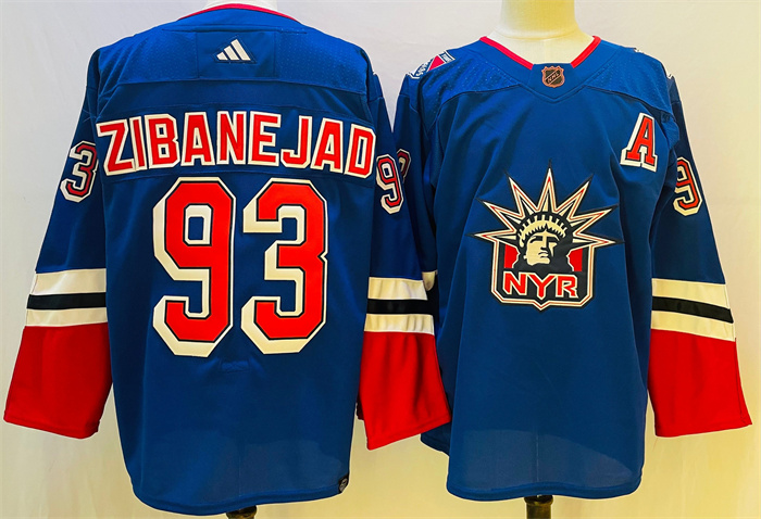 Personalized Men’s New York Rangers #93 Mika Zibanejad Blue 2022-23 Reverse Retro Stitched Jersey