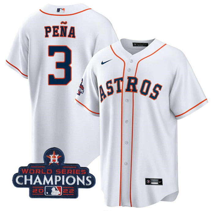 Personalized Youth Houston Astros #3 Jeremy PeNa White 2022 World Series Champions Home Stitched BaseballJersey