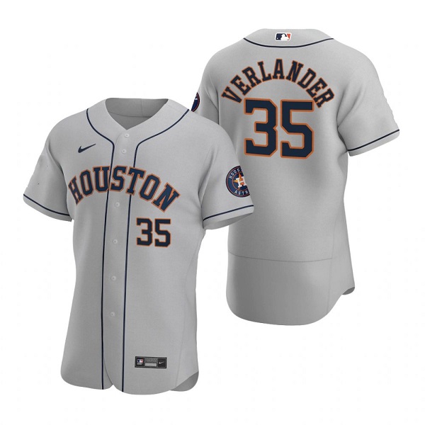 Personalized Men’s Houston Astros #35 Justin Verlander Gray Flex Base Stitched JerseyS