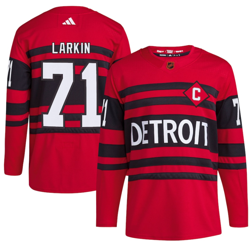 Personalized Men’s Detroit Red Wings #71 Dylan Larkin Red 2022 23 Reverse Retro Stitched Jersey