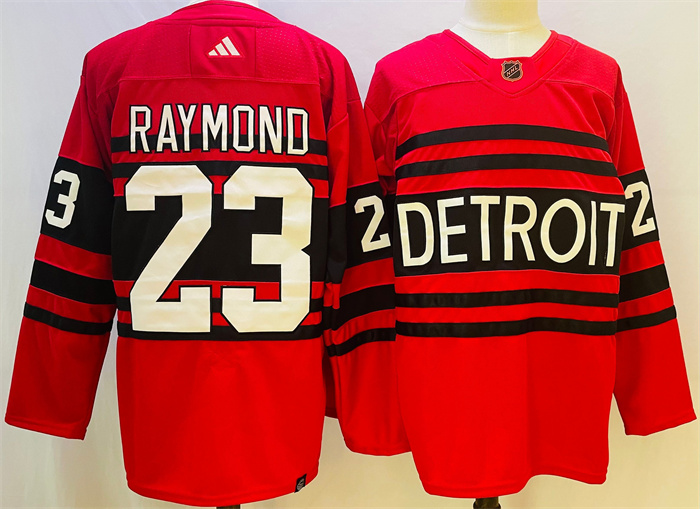 Personalized Men’s Detroit Red Wings #23 Lucas Raymond Red 2022 23 Reverse Retro Stitched Jersey