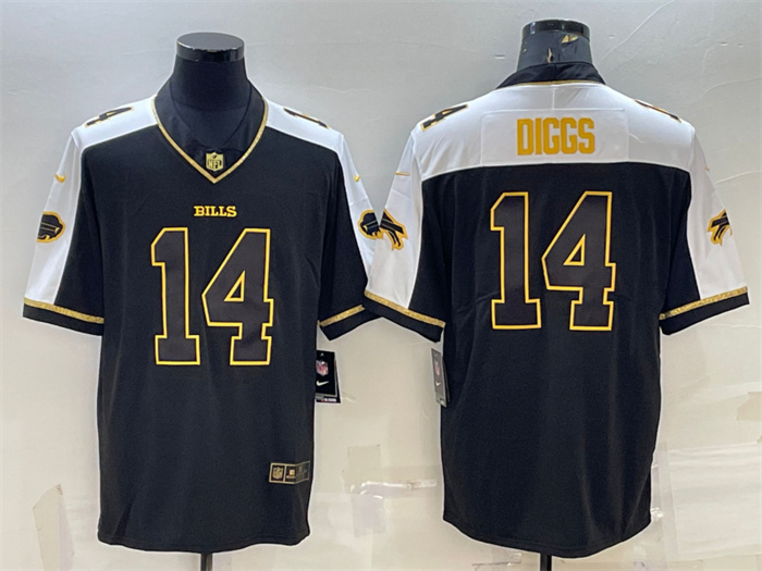 Personalized Men’s Buffalo Bills #14 Stefon Diggs Black Gold Thanksgiving Untouchable Limited Stitched Jersey