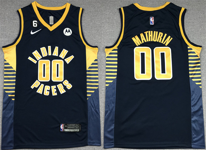 Personalized Men’s Indiana Pacers #00 Bennedict Mathurin Black With NO.6 Patch Stitched Basketball Jersey