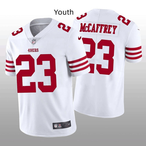 Personalized Youth NFL San Francisco 49ers #23 Christian McCaffrey White Untouchable Limited Stitched Jersey