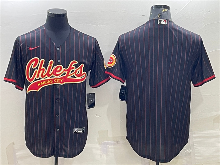 Personalized Men’s Kansas City Chiefs Blank Black With Patch Cool Base Stitched Baseball Jersey