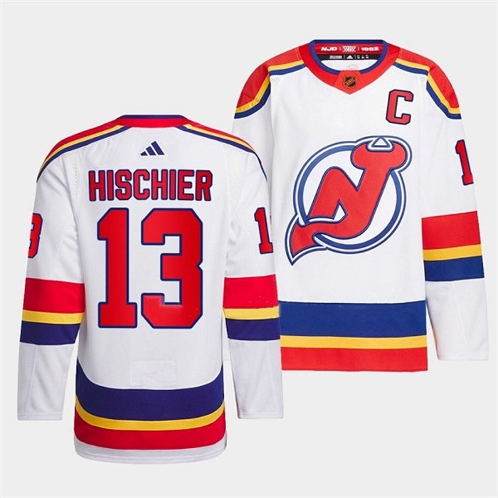 Personalized Men’s New Jersey Devils #13 Nico Hischier White 2022-23 Reverse Retro Stitched Jersey
