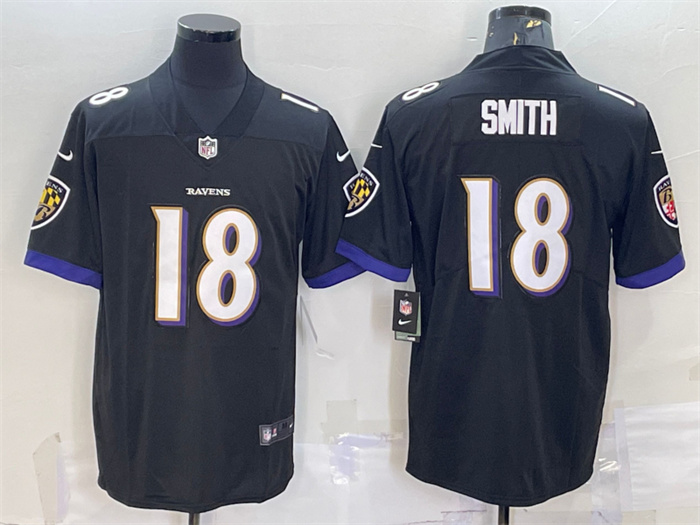 Personalized Men’s Baltimore Ravens #18 Roquan Smith Black Untouchable Limited Stitched Jersey