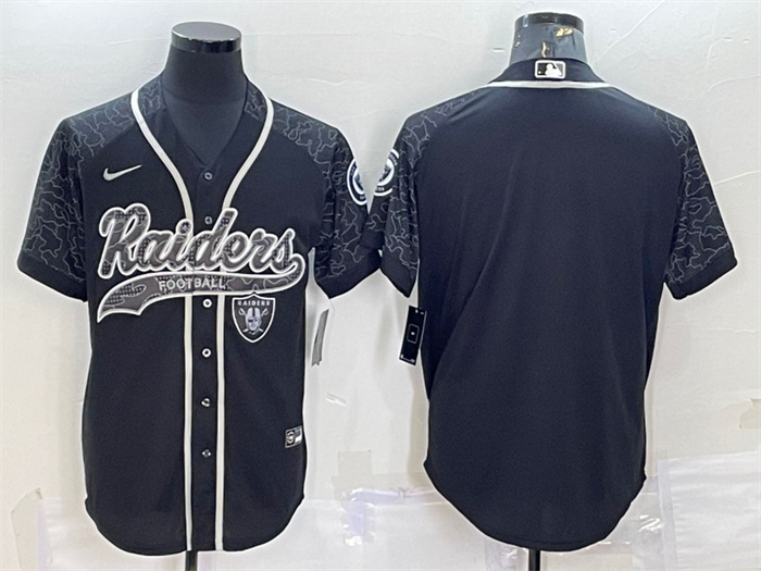 Personalized Men’s Las Vegas Raiders Blank Black Reflective With Patch Cool Base Stitched Baseball Jersey