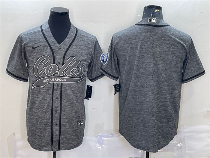 Personalized Men’s Indianapolis Colts Blank Grey With Patch Cool Base Stitched Baseball Jersey