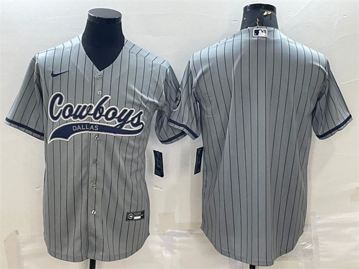 Personalized Men’s Dallas Cowboys Blank Grey With Patch Cool Base Stitched Baseball Jersey