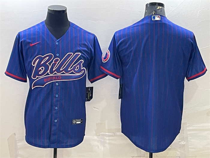 Personalized Men’s Buffalo Bills Blank Royal With Patch Cool Base Stitched Baseball Jersey