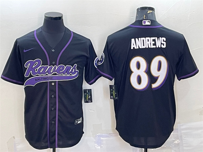 Personalized Men’s Baltimore Ravens #89 Mark Andrews Black With Patch Cool Base Stitched Baseball Jersey