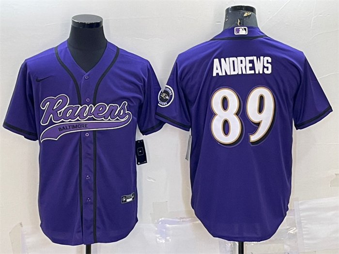 Personalized Men’s Baltimore Ravens #89 Mark Andrews Purple With Patch Cool Base Stitched Baseball Jersey