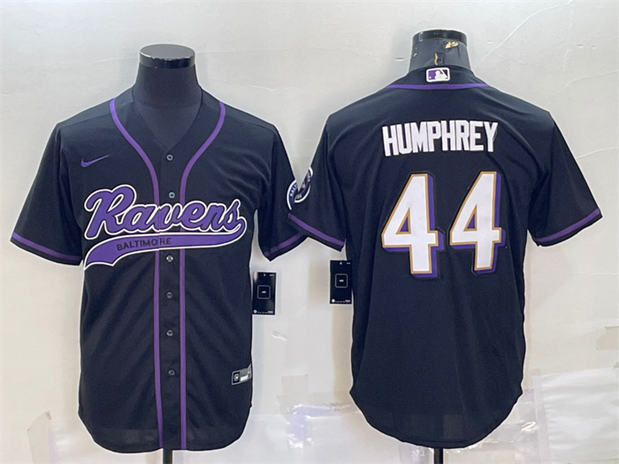 Personalized Men’s Baltimore Ravens #44 Marlon Humphrey Black With Patch Cool Base Stitched Baseball Jersey