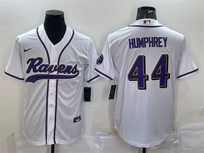 Personalized Men’s Baltimore Ravens #44 Marlon Humphrey White With Patch Cool Base Stitched Baseball Jersey