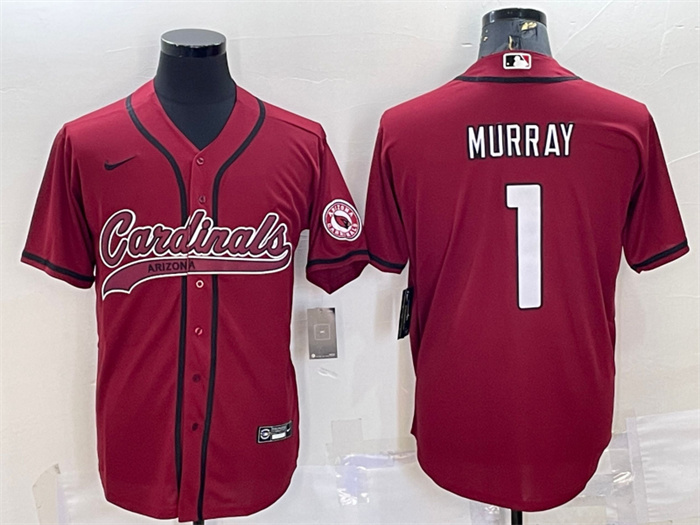 Personalized Men’s Arizona Cardinals #1 Kyler Murray Red With Patch Cool Base Stitched Baseball Jersey