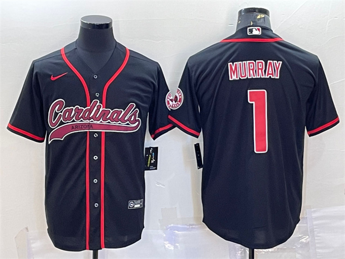 Personalized Men’s Arizona Cardinals #1 Kyler Murray Black With Patch Cool Base Stitched Baseball Jersey