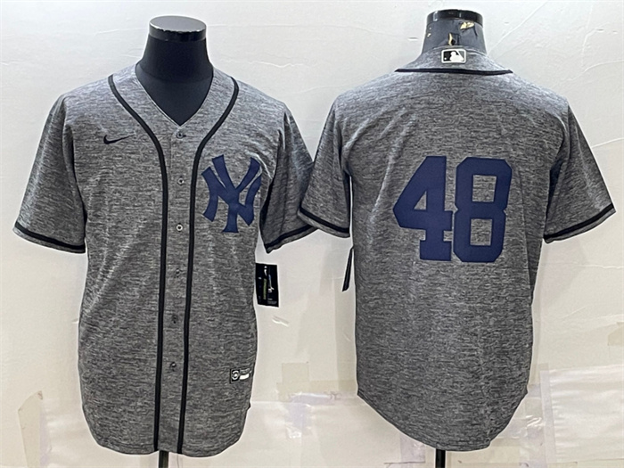 Personalized Men’s New York Yankees #48 Anthony Rizzo Grey Stitched Jersey