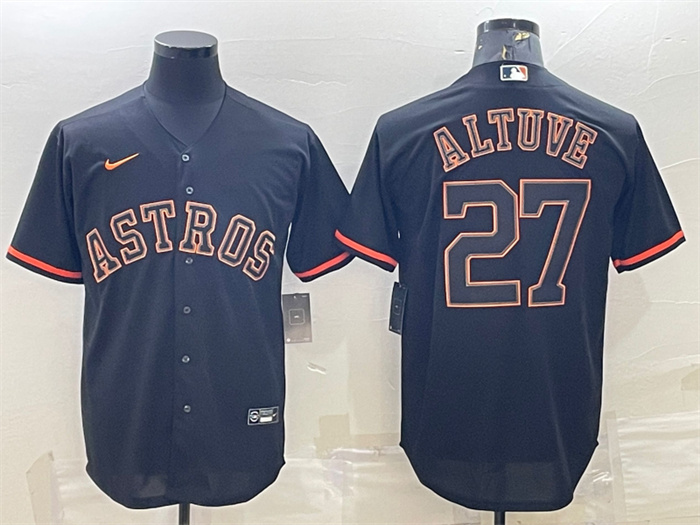 Personalized Men’s Houston Astros #27 Jose Altuve Black Cool Base Stitched Jersey