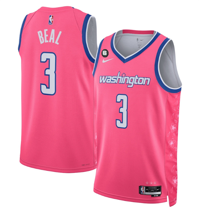 Personalized Men’s Washington Wizards #3 Bradley Beal 2022 23 Pink Cherry Blossom City Edition With NO.6 Patch Limited Stitched Basketball Jersey