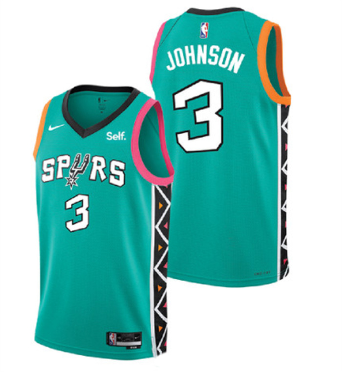 Personalized Men’s San Antonio Spurs #3 Keldon Johnson Teal 2022 City Edition Swingman Stitched Jersey