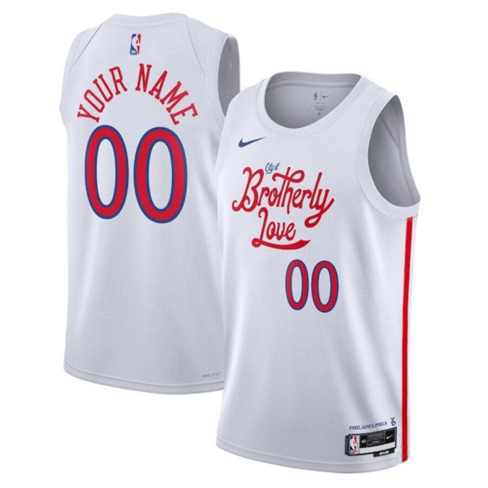 Personalized Men’s Philadelphia 76ers Active Player 2022-23 White City Edition Stitched Basketball Jersey