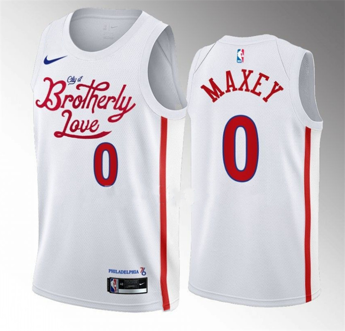 Personalized Men’s Philadelphia 76ers #0 Tyrese Maxey White 2022 23 City Edition Stitched Basketball Jersey