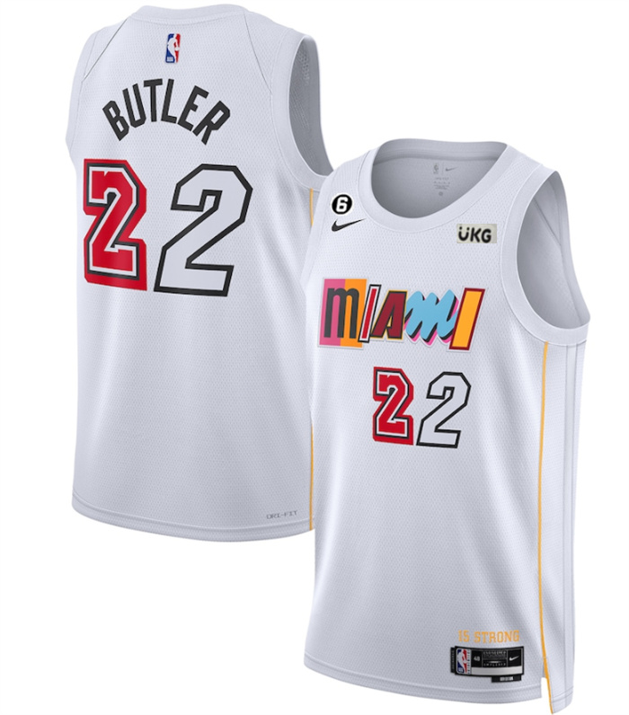 Personalized Men’s Miami Heat #22 Jimmy Butler White 2022 23 City Edition With NO.6 Patch Stitched Jersey